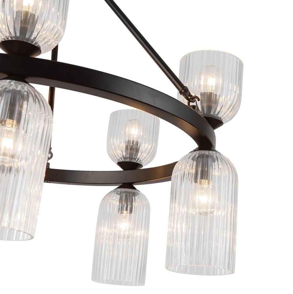 Alora Lighting CH442626MBCR Matte Black,Clear Ribbed Glass Nelly 26-in Matte Black/clear Ribbed Glass Socket Chandelier Image 3