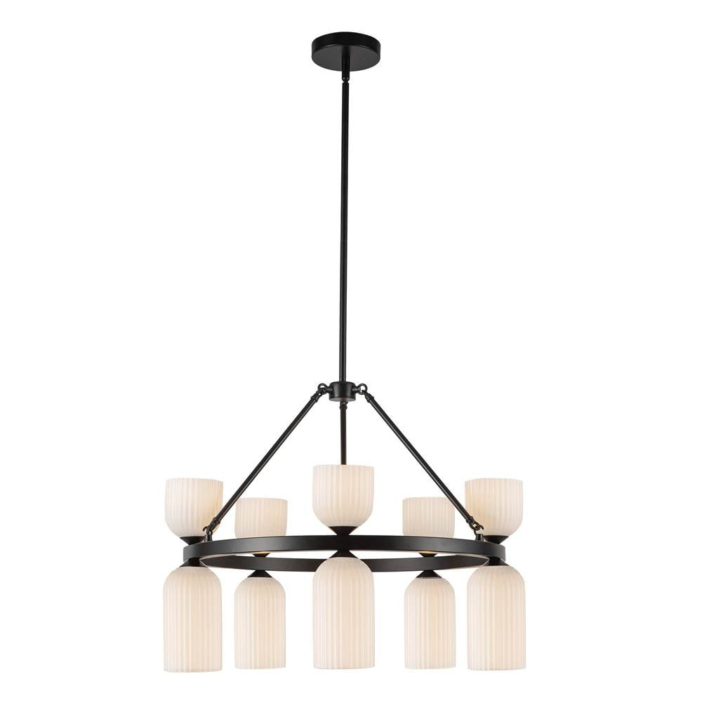 Alora Lighting Nelly 26-in Brushed Gold/clear Ribbed Glass Socket Chandelier