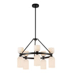 Alora Lighting CH442626MBGR Matte Black,Glossy Ribbed Opal Glass Nelly 26-in Matte Black/glossy Ribbed Opal Glass Socket Chandelier Image 4