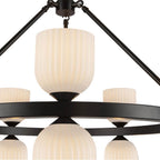 Alora Lighting CH442626MBGR Matte Black,Glossy Ribbed Opal Glass Nelly 26-in Matte Black/glossy Ribbed Opal Glass Socket Chandelier Image 2