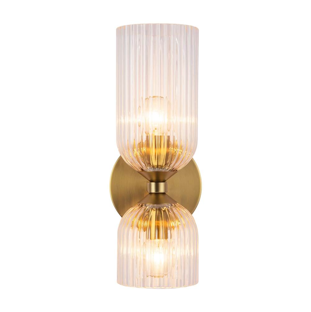 Alora Lighting WV442612BGCR Brushed Gold,Clear Ribbed Glass Nelly 12-in Brushed Gold/clear Ribbed Glass Socket Wall/vanity Light Image 1