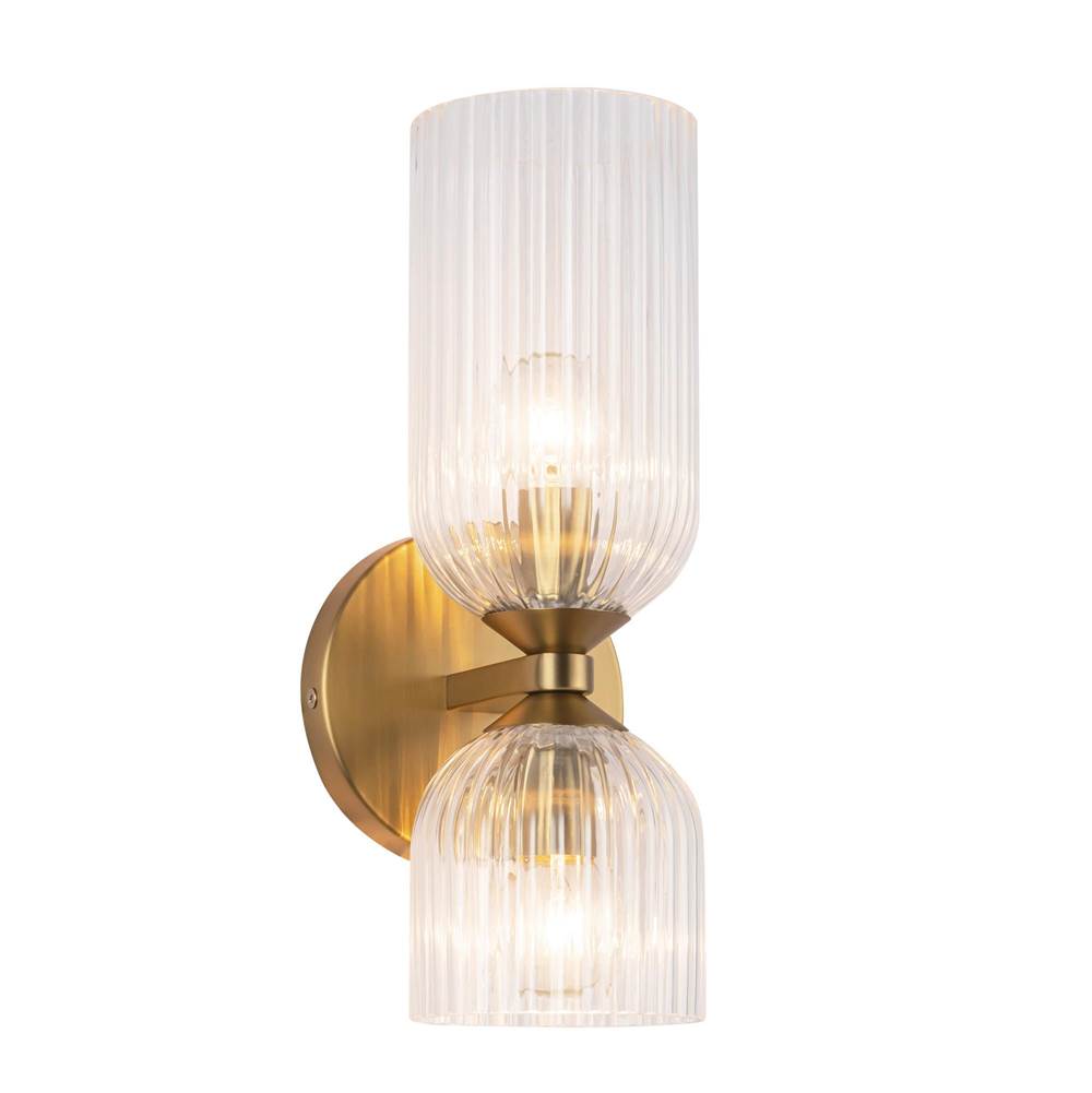 Alora Lighting WV442612BGCR Brushed Gold,Clear Ribbed Glass Nelly 12-in Brushed Gold/clear Ribbed Glass Socket Wall/vanity Light Image 4