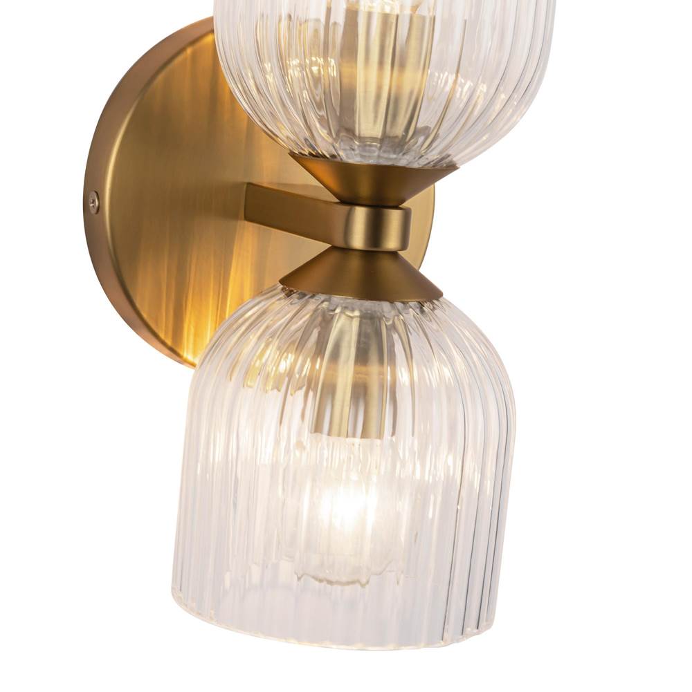 Alora Lighting WV442612BGCR Brushed Gold,Clear Ribbed Glass Nelly 12-in Brushed Gold/clear Ribbed Glass Socket Wall/vanity Light Image 3