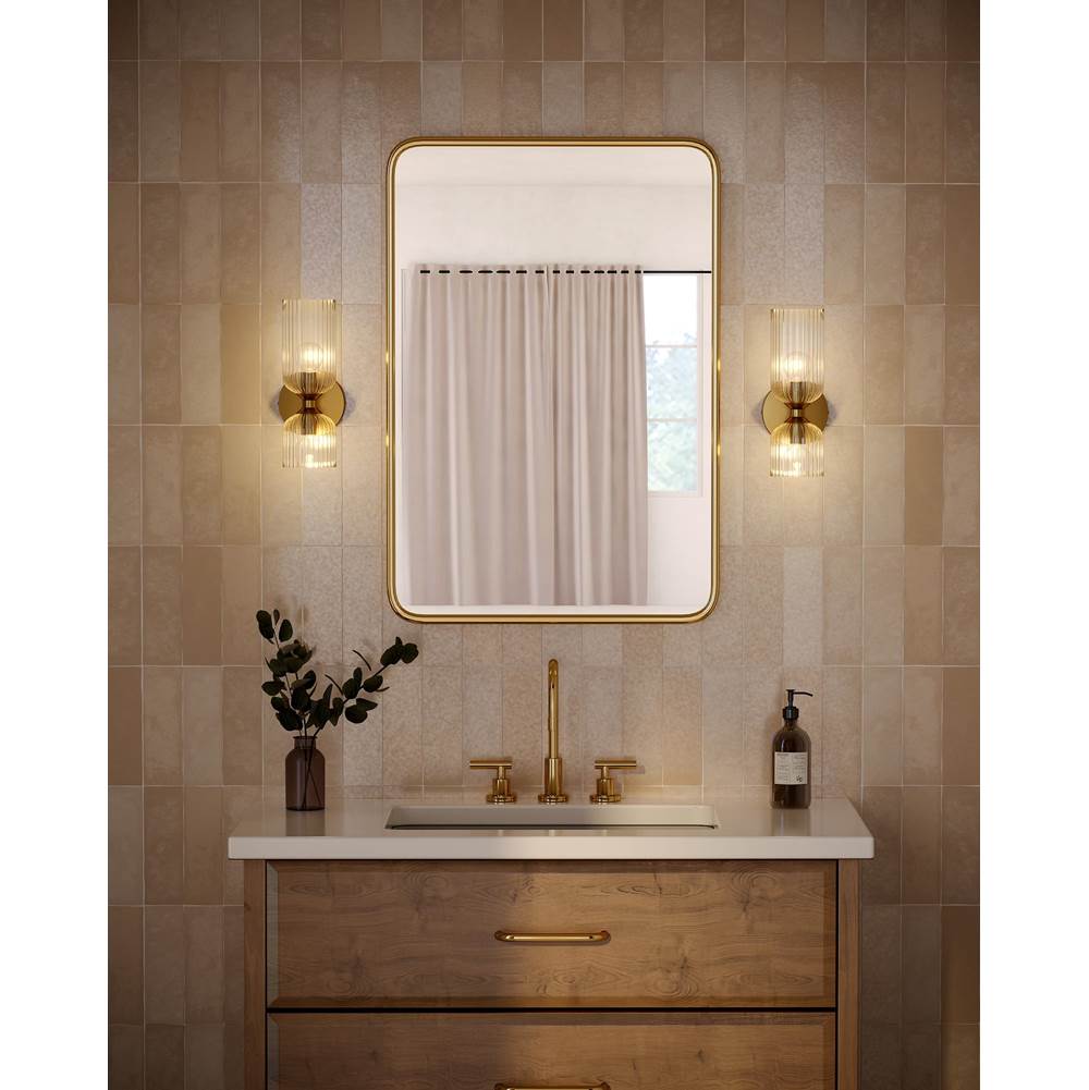 Alora Lighting WV442612BGCR Brushed Gold,Clear Ribbed Glass Nelly 12-in Brushed Gold/clear Ribbed Glass Socket Wall/vanity Light Image 2