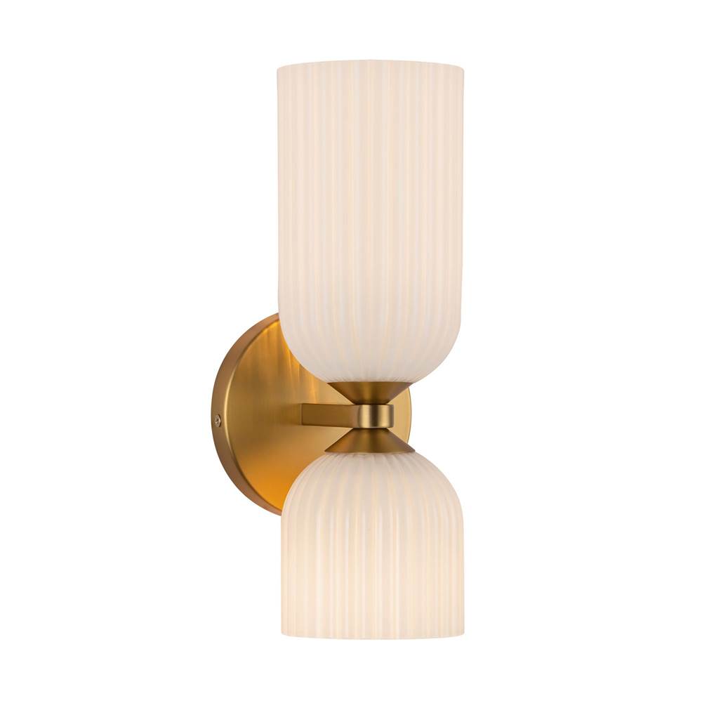 Alora Lighting Nelly 12-in Brushed Gold/clear Ribbed Glass Socket Wall/vanity Light