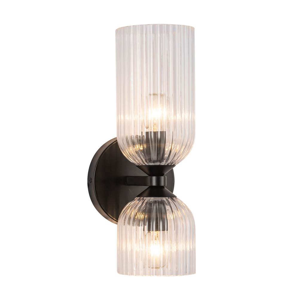 Alora Lighting Nelly 12-in Brushed Gold/clear Ribbed Glass Socket Wall/vanity Light