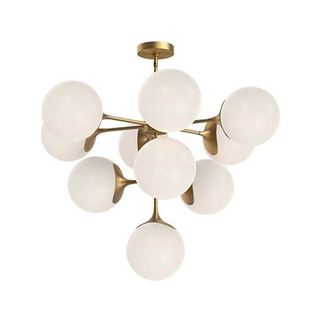 Alora Lighting Nouveau 35-in Aged Gold/opal Matte Glass 10 Lights Chandeliers