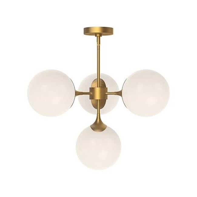 Alora Lighting Nouveau 26-in Aged Gold/opal Matte Glass 4 Lights Chandeliers