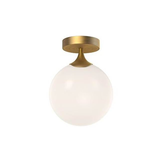 Alora Lighting Nouveau 8-in Aged Gold/opal Matte Glass 1 Light Flush Mount
