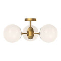 Alora Lighting Nouveau 26-in Aged Gold/opal Matte Glass 3 Lights Semi Flush Mount
