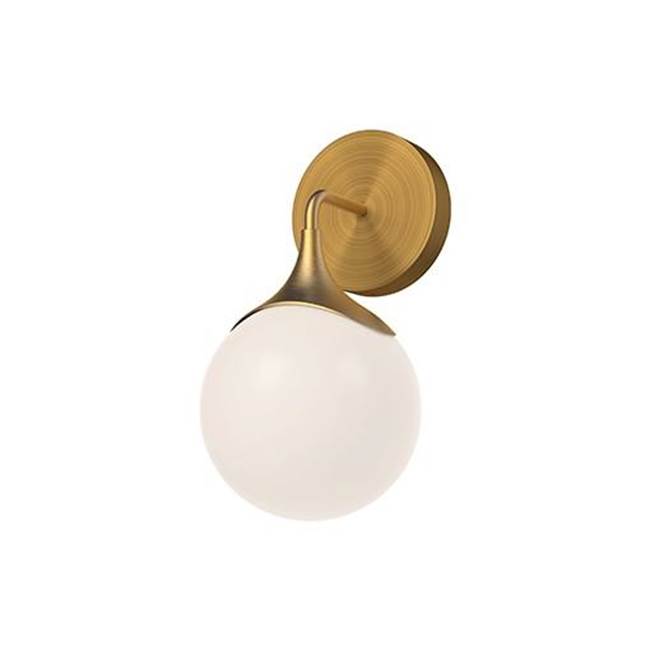 Alora Lighting Nouveau 12-in Aged Gold/opal Matte Glass 1 Light Wall/vanity