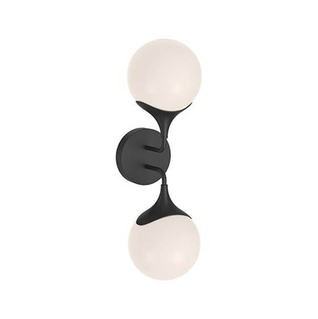 Alora Lighting Nouveau 19-in Aged Gold/opal Matte Glass 2 Lights Wall/vanity