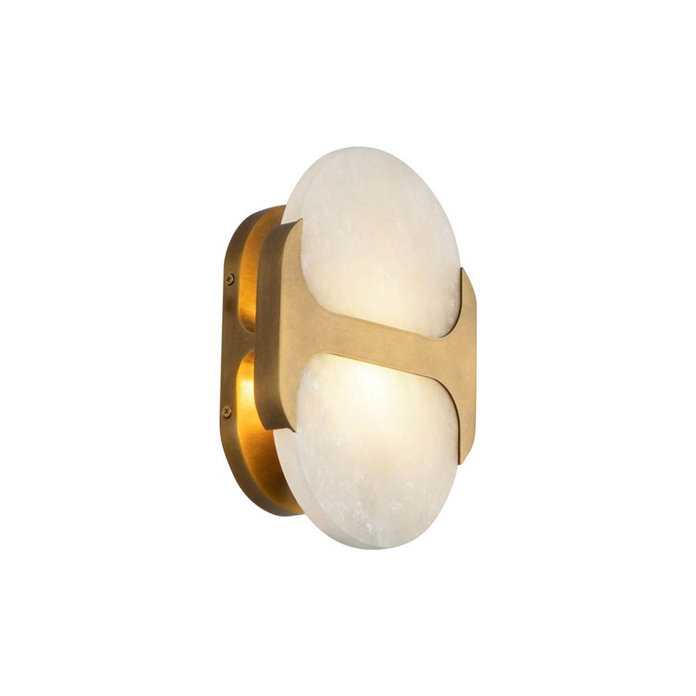 Alora Lighting WV357109VBAR Vintage Brass,Alabaster Odin 9-in Vintage Brass/alabaster Socket Wall Vanity Image 4