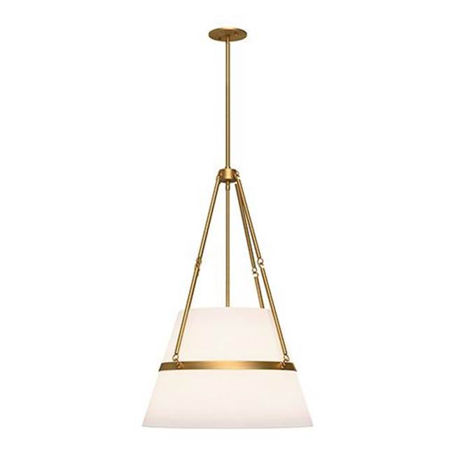 Alora Lighting Oliver 18-in Aged Gold/white Linen 1 Light Pendant