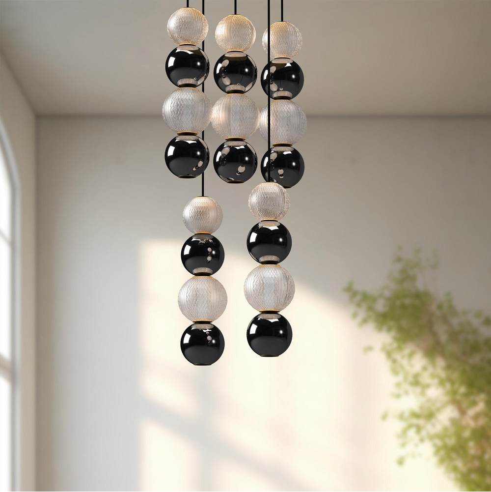 Alora Lighting MP321805NB Natural Brass Onyx 5 Head Natural Brass Led Multi Pendant Image 2