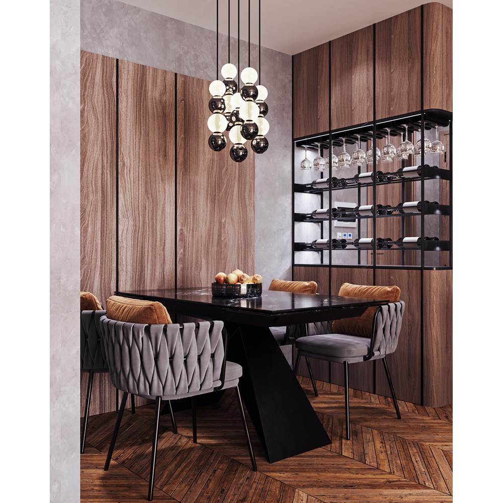 Alora Lighting Onyx 5 Head Natural Brass Led Multi Pendant