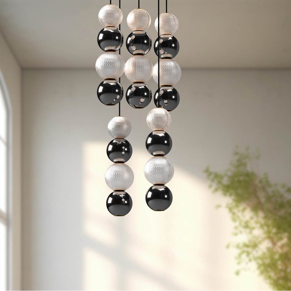 Alora Lighting Onyx 5 Head Natural Brass Led Multi Pendant