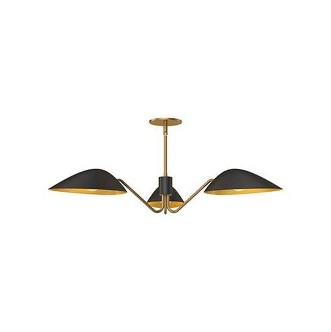 Alora Lighting Oscar 36-in Aged Gold/matte Black 3 Lights Pendant