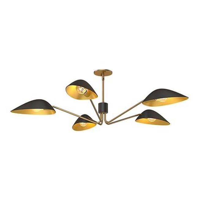 Alora Lighting Oscar 46-in Aged Gold/matte Black 5 Lights Pendant