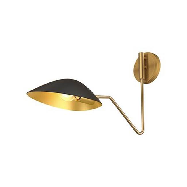 Alora Lighting Oscar 6-in Aged Gold/matte Black 1 Light Wall/vanity