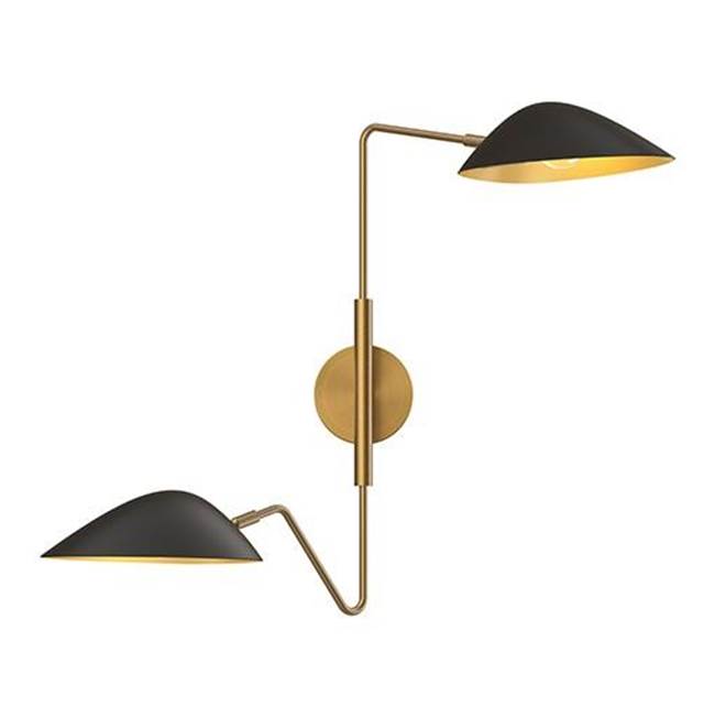 Alora Lighting Oscar 6-in Aged Gold/matte Black 2 Lights Wall/vanity