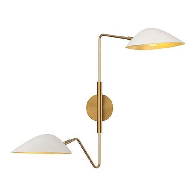 Alora Lighting Oscar 6-in Aged Gold/matte Black 2 Lights Wall/vanity
