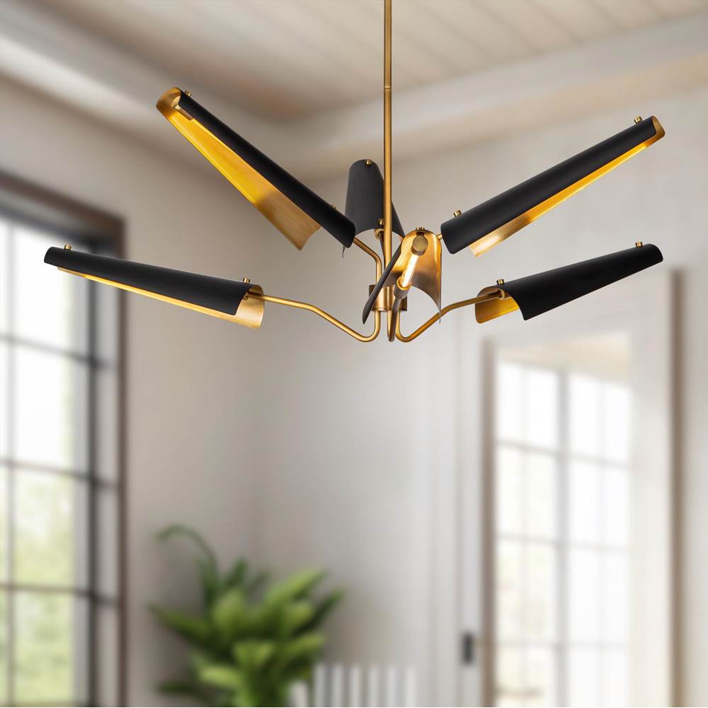 Alora Lighting CH347646MBVB-UNV Matte Black,Vintage Brass Osorio 46-in Matte Black/vintage Brass Led Chandeliers Image 2