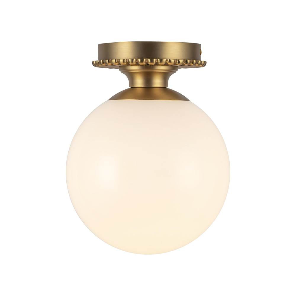 Alora Lighting SF430108BGGO Brushed Gold,Glossy Opal Glass Otis 8-in Brushed Gold/glossy Opal Glass Socket Semi-flush Mount Image 1