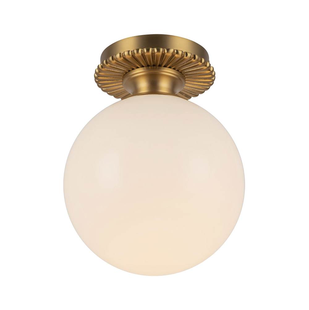 Alora Lighting Otis 8-in Brushed Gold/glossy Opal Glass Socket Semi-flush Mount