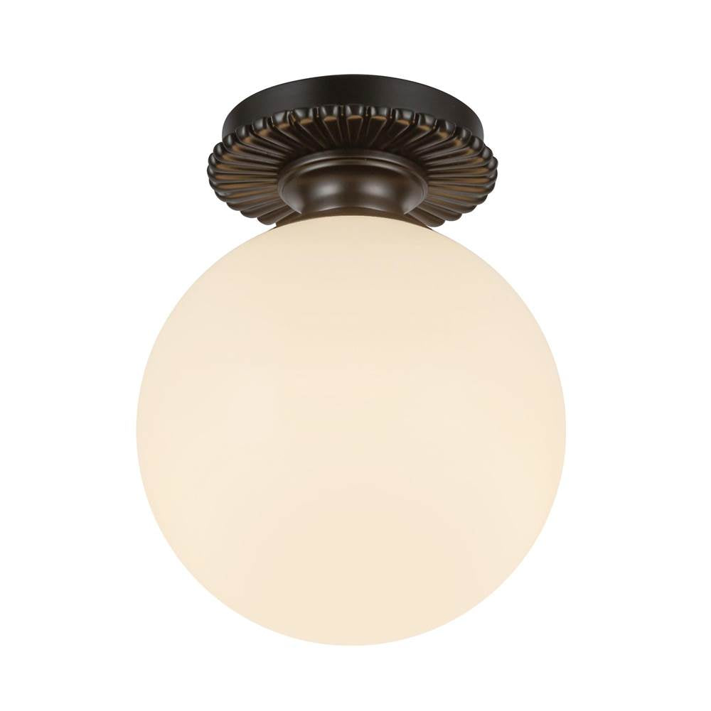 Alora Lighting Otis 8-in Brushed Gold/glossy Opal Glass Socket Semi-flush Mount