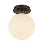 Alora Lighting Otis 8-in Brushed Gold/glossy Opal Glass Socket Semi-flush Mount