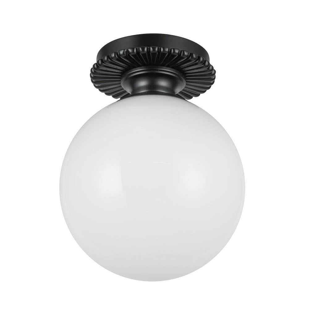 Alora Lighting SF430108MBGO Matte Black,Glossy Opal Glass Otis 8-in Matte Black/glossy Opal Glass Socket Semi-flush Mount Image 4