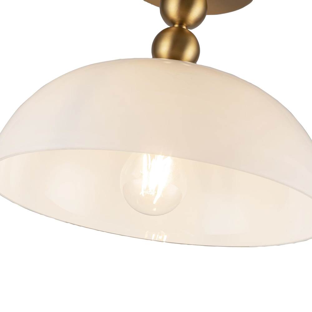 Alora Lighting SF459012BGGO Brushed Gold,Glossy Opal Glass Paisley 12-in Brushed Gold/glossy Opal Glass Socket Semi-flush Mount Image 4