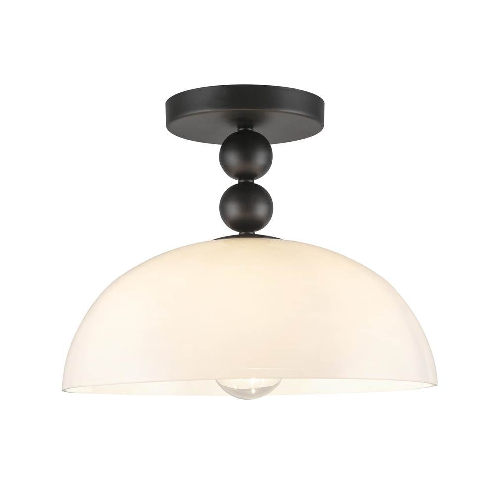 Alora Lighting Paisley 12-in Brushed Gold/glossy Opal Glass Socket Semi-flush Mount