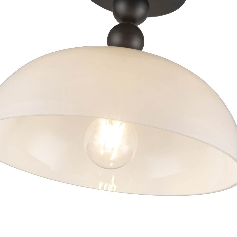 Alora Lighting SF459012MBGO Matte Black,Glossy Opal Glass Paisley 12-in Matte Black/glossy Opal Glass Socket Semi-flush Mount Image 3