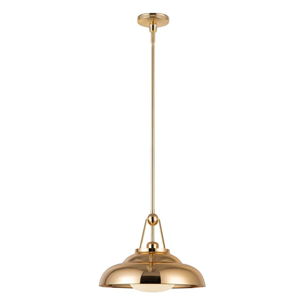 Alora Lighting PD344014PBGO Polished Brass,Glossy Opal Palmetto 14-in Polished Brass/glossy Opal 1 Light Pendant Image 1