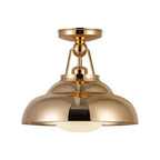Alora Lighting Palmetto 12-in Polished Brass/glossy Opal 1 Light Semi Flush Mount