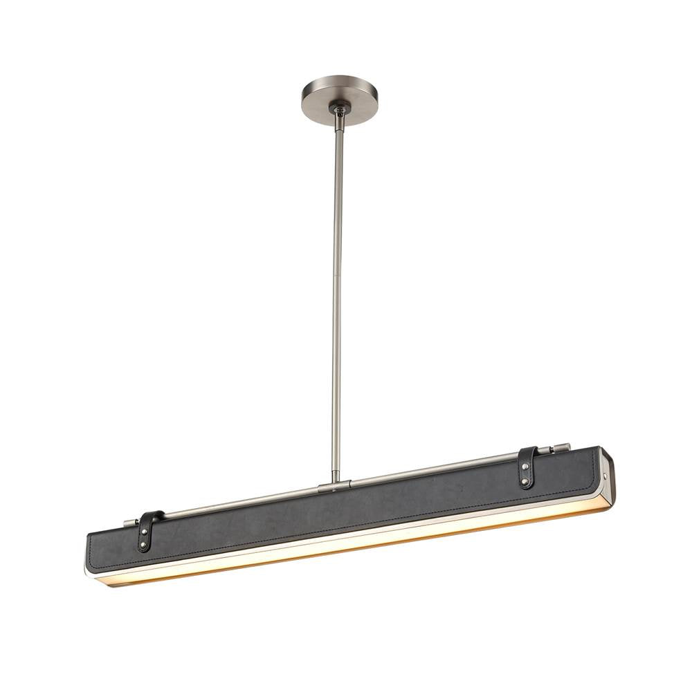 Alora Lighting Valise 31-in Aged Nickel/tuxedo Leather Led Pendant