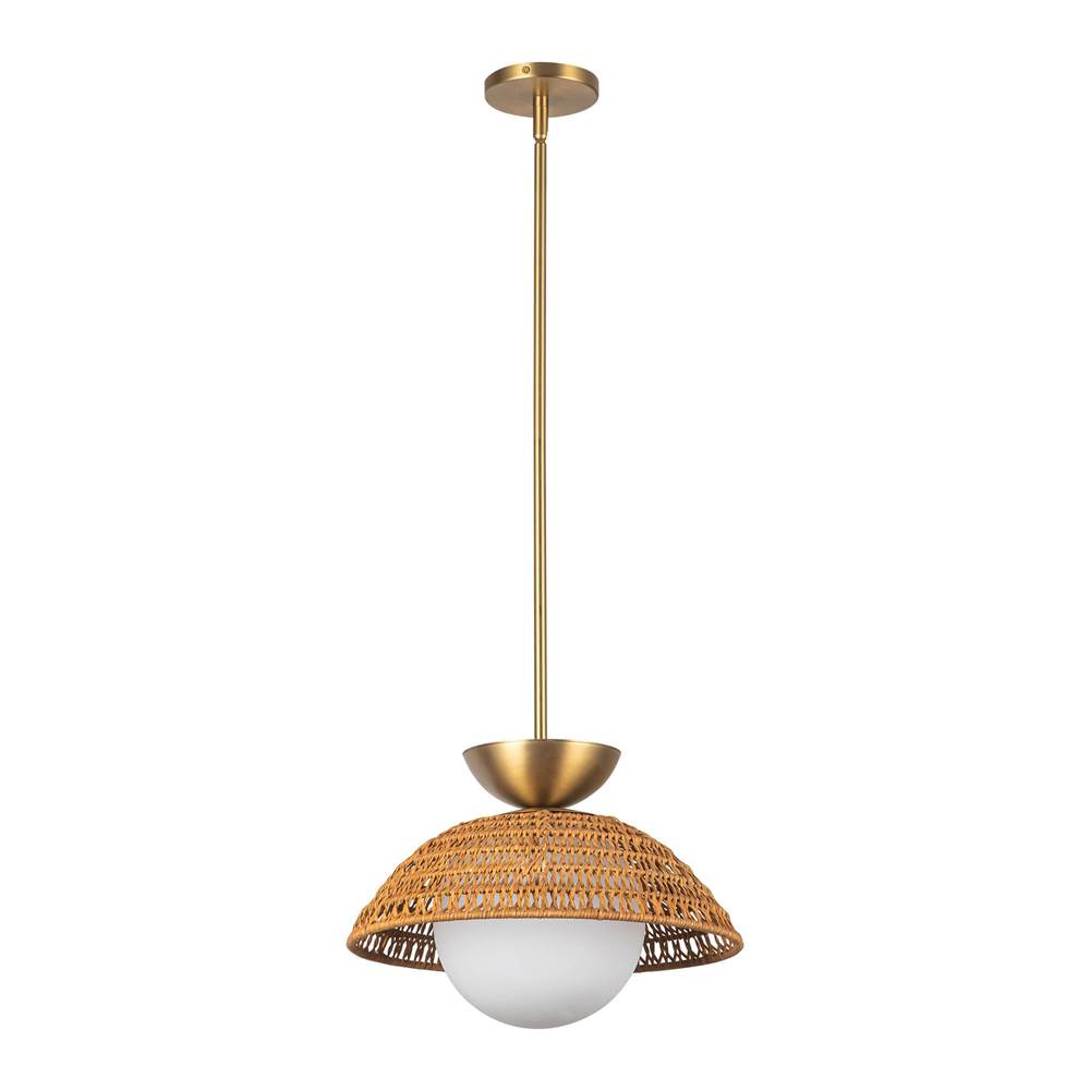 Alora Lighting Perth 14-in Brushed Gold/opal Glass 1 Light Pendant