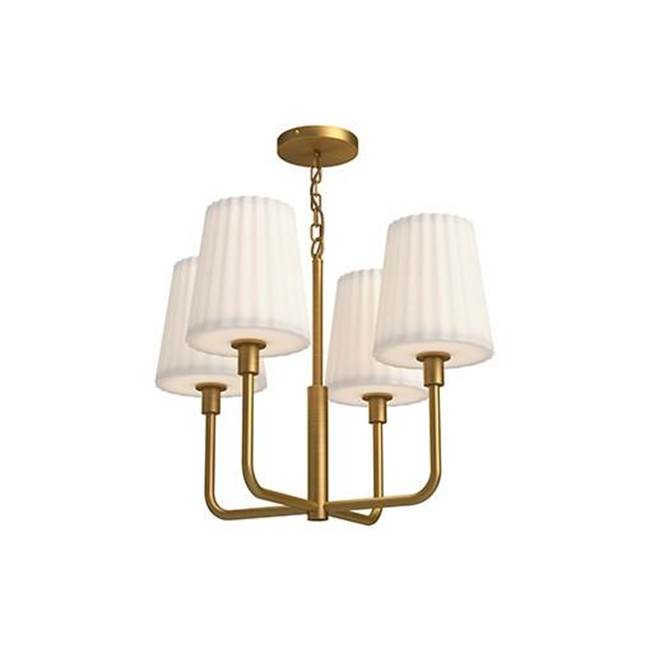 Alora Lighting Plisse 23-in Aged Gold/opal Matte Glass 4 Lights Chandeliers
