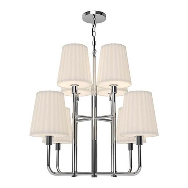 Alora Lighting Plisse 30-in Aged Gold/opal Matte Glass 8 Lights Chandeliers