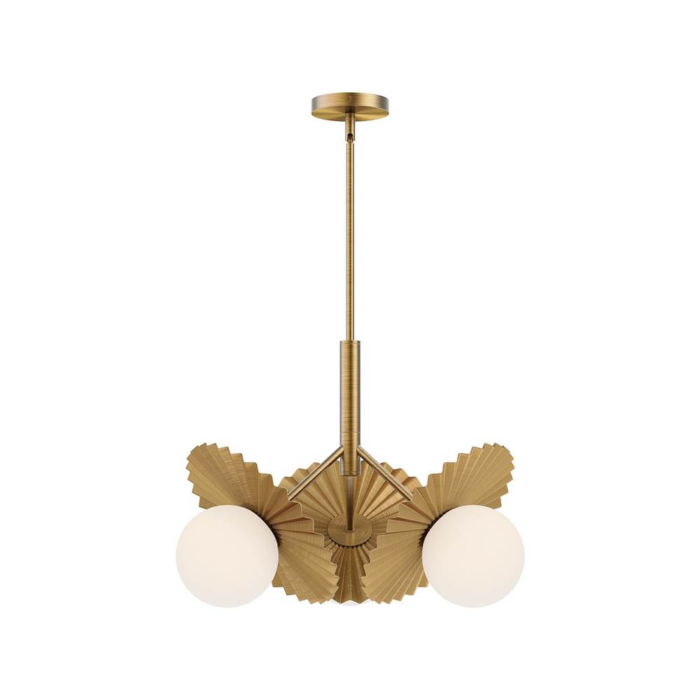 Alora Lighting Plume 21-in Brushed Gold/opal Glass 3 Lights Chandeliers