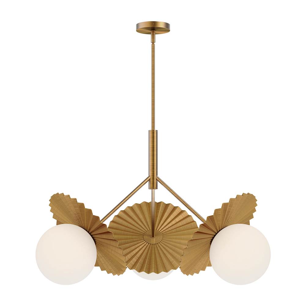 Alora Lighting Plume 34-in Brushed Gold/opal Glass 3 Lights Chandeliers