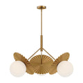 Alora Lighting Plume 34-in Brushed Gold/opal Glass 3 Lights Chandeliers