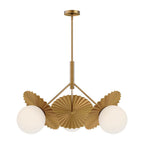 Alora Lighting Plume 34-in Brushed Gold/opal Glass 3 Lights Chandeliers