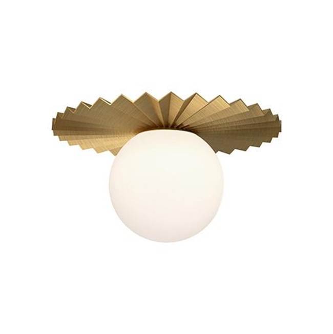 Alora Lighting Plume 12-in Brushed Gold/opal Matte Glass 1 Light Flush Mount