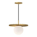 Alora Lighting Plume 12-in Brushed Gold/opal Matte Glass 1 Light Pendant