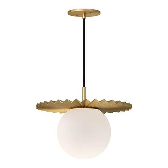 Alora Lighting Plume 14-in Brushed Gold/opal Matte Glass 1 Light Pendant