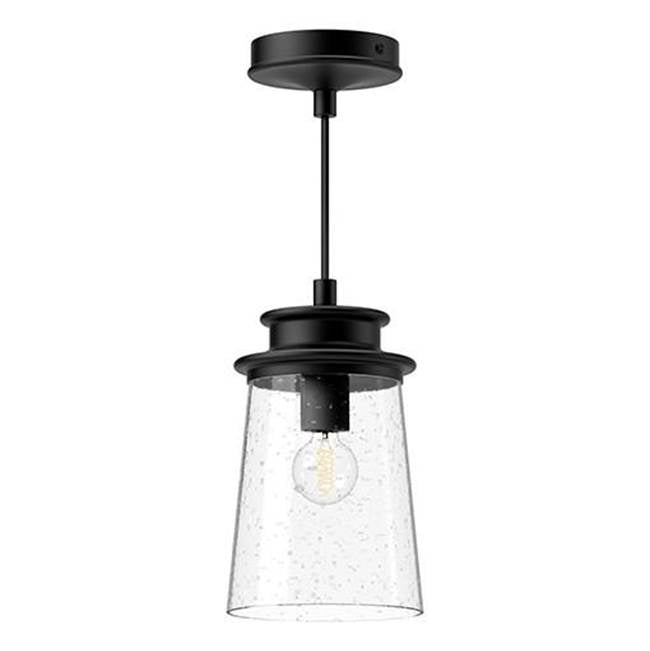 Alora Lighting Quincy 6-in Clear Bubble Glass/textured Black 1 Light Exterior Pendant