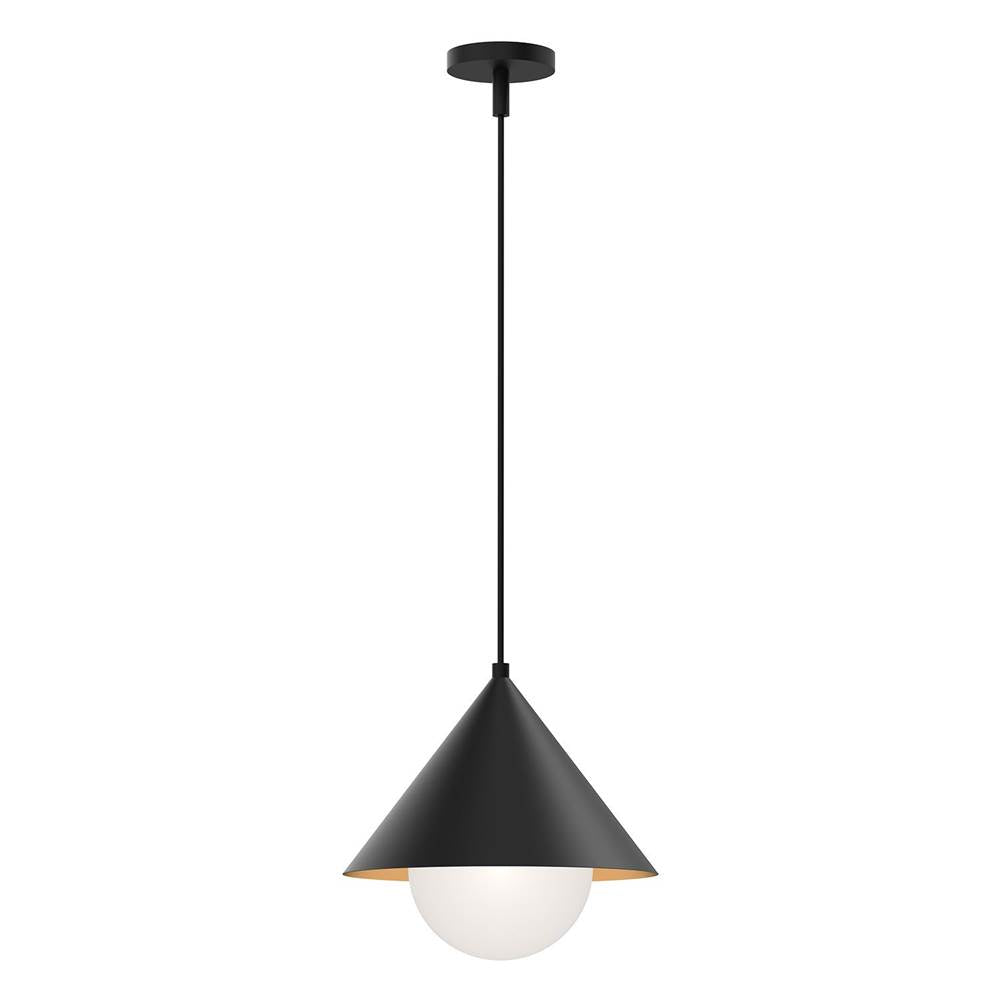 Alora Lighting Remy 14-in Brushed Gold/opal Glass 1 Light Pendant